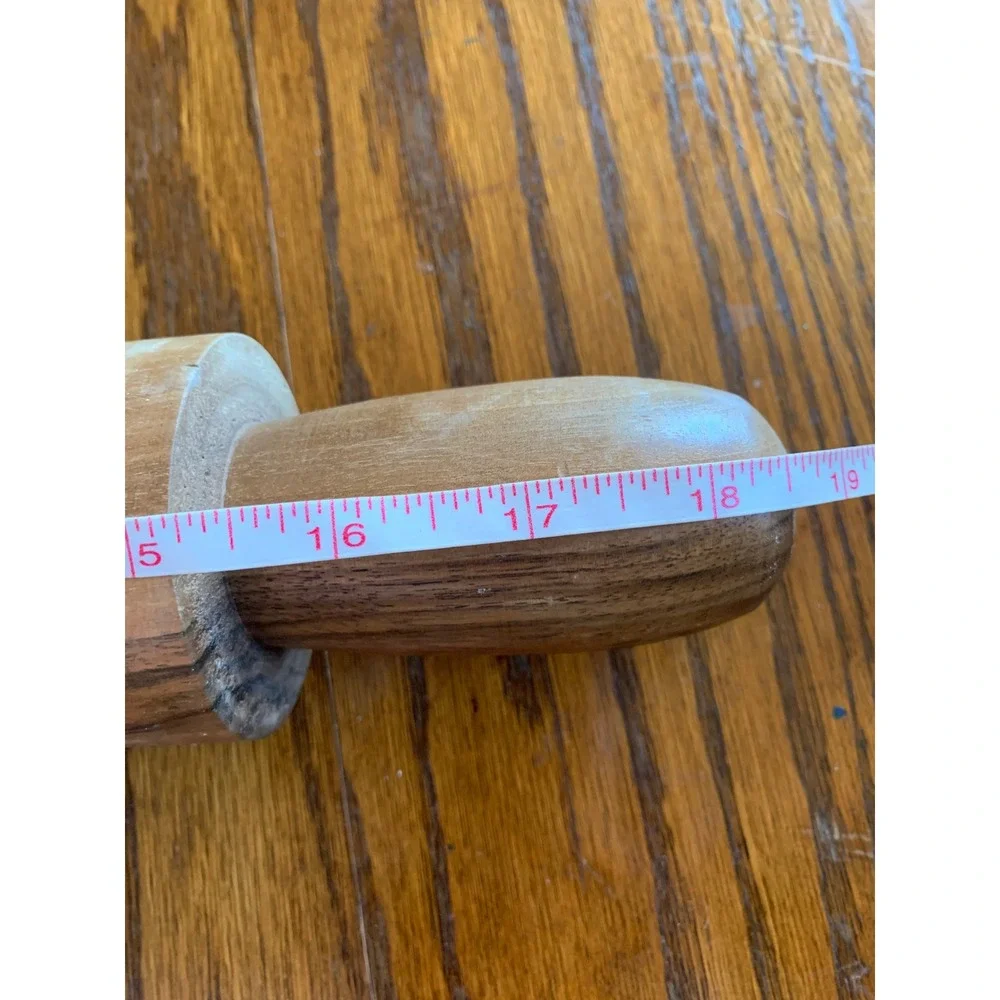 Vintage Solid Wood Rolling Pin with Handles Natural Grain Brown Kitchenware
